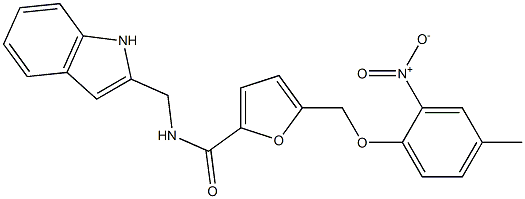 5-({2-nitro-4-methylphenoxy}methyl)-N-(1H-indol-2-ylmethyl)-2-furamide Struktur