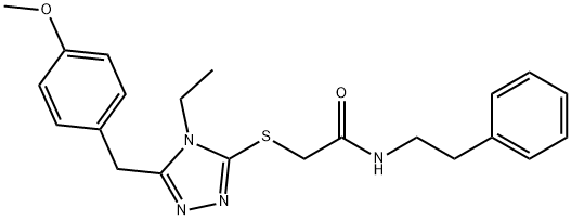 2-{[4-ethyl-5-(4-methoxybenzyl)-4H-1,2,4-triazol-3-yl]sulfanyl}-N-(2-phenylethyl)acetamide Struktur