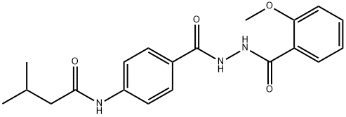 N-(4-{[2-(2-methoxybenzoyl)hydrazino]carbonyl}phenyl)-3-methylbutanamide Struktur