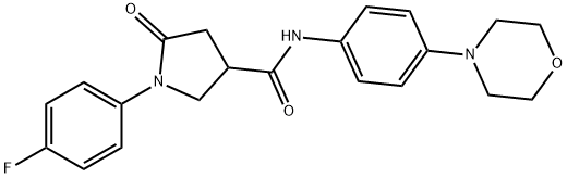 1-(4-fluorophenyl)-N-[4-(4-morpholinyl)phenyl]-5-oxo-3-pyrrolidinecarboxamide Struktur