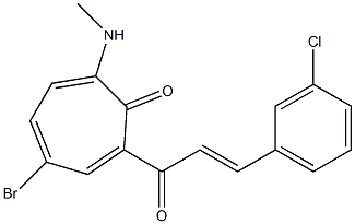 4-bromo-2-[3-(3-chlorophenyl)acryloyl]-7-(methylamino)-2,4,6-cycloheptatrien-1-one Struktur