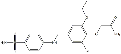 2-(4-{[4-(aminosulfonyl)anilino]methyl}-2-chloro-6-ethoxyphenoxy)acetamide Struktur