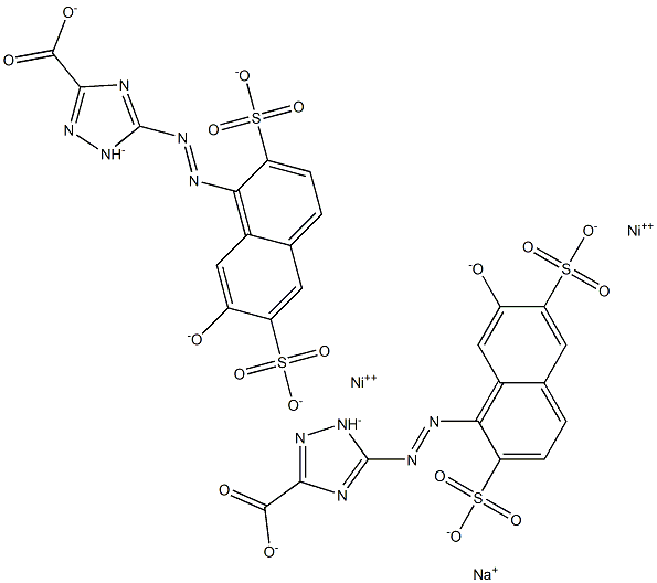 dinickel(2+) sodium bis(3-carboxy-5-[(E)-2-(7-oxido-2,6-disulfonaphthalen-1-yl)diazen-1-yl]-1H-1,2,4-triazol-1-ide) Struktur