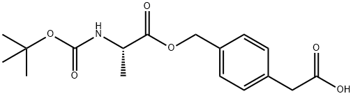 2-[4-({[(2S)-2-{[(tert-butoxy)carbonyl]amino}propanoyl]oxy}methyl)phenyl]acetic acid Struktur