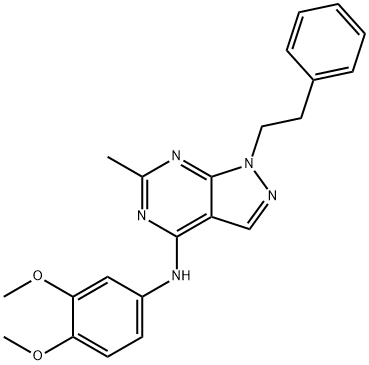 N-(3,4-dimethoxyphenyl)-N-[6-methyl-1-(2-phenylethyl)-1H-pyrazolo[3,4-d]pyrimidin-4-yl]amine Struktur