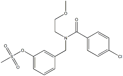 3-{[1-(4-chlorophenyl)-N-(2-methoxyethyl)formamido]methyl}phenyl methanesulfonate Struktur