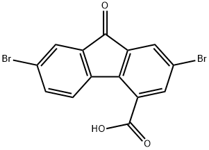 9H-Fluorene-4-carboxylic acid, 2,7-dibromo-9-oxo Struktur