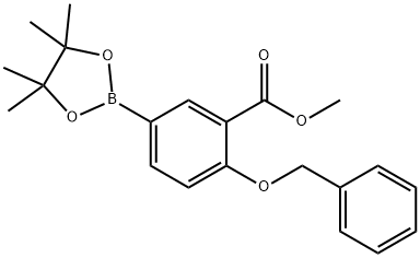 2-Benzyloxy-5-(4,4,5,5-tetramethyl-[1,3,2]dioxaborolan-2-yl)-benzoic acid methyl ester Struktur