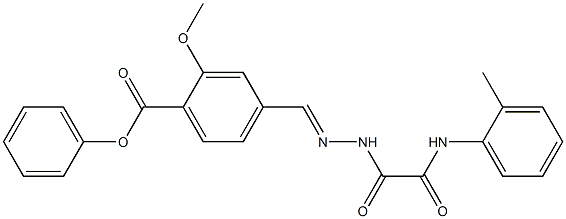 2-methoxy-4-[(1E)-({[(2-methylphenyl)carbamoyl]formamido}imino)methyl]phenyl benzoate Struktur