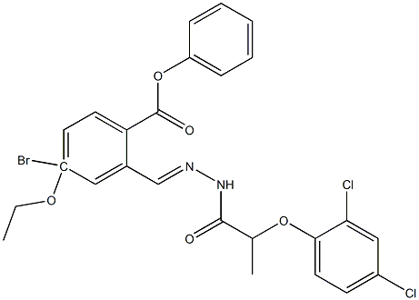 4-bromo-2-[(1E)-{[2-(2,4-dichlorophenoxy)propanamido]imino}methyl]phenyl 4-ethoxybenzoate Struktur