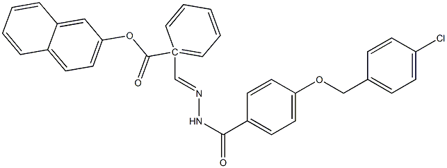 1-[(1Z)-[({4-[(4-chlorophenyl)methoxy]phenyl}formamido)imino]methyl]naphthalen-2-yl benzoate Struktur