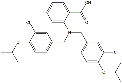 2-[bis({[3-chloro-4-(propan-2-yloxy)phenyl]methyl})amino]benzoic acid Struktur