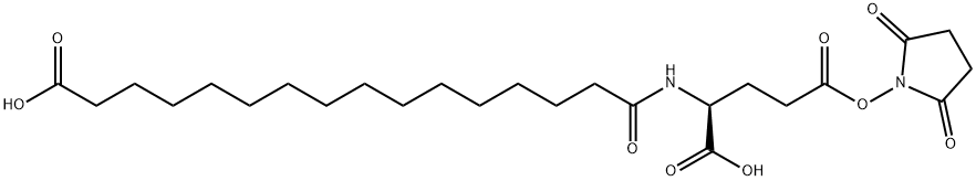 15-{[(1S)-1-carboxy-4-[(2,5-dioxopyrrolidin-1-yl)oxy]-4-oxobutyl]carbamoyl}pentadecanoic acid Struktur