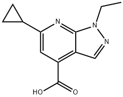 6-cyclopropyl-1-ethyl-1H-pyrazolo[3,4-b]pyridine-4-carboxylic acid Struktur