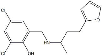 2,4-dichloro-6-({[4-(furan-2-yl)butan-2-yl]amino}methyl)phenol Struktur