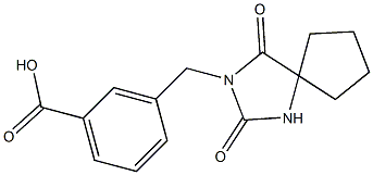 3-[(2,4-dioxo-1,3-diazaspiro[4.4]non-3-yl)methyl]benzoic acid Struktur