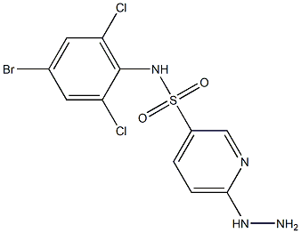 N-(4-bromo-2,6-dichlorophenyl)-6-hydrazinylpyridine-3-sulfonamide Struktur