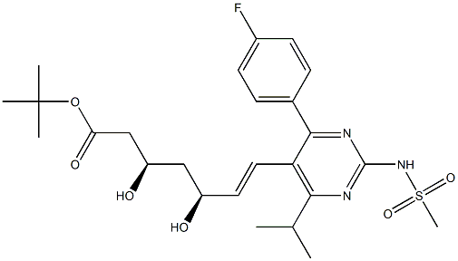 (+)-(3R,5S)-tert-Butyl7-[4-(4-fluorophenyl)-6-isopropyl-2-(N-methylsulphonylamino)pyrimidine-5-yl]-3,5-dihydroxy-6(E)-heptenate Struktur