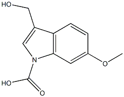 3-Hydroxymethyl-6-methoxyindole-1-carboxylic acid Struktur