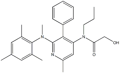 2-HYDROXY-N-{6-METHYL-2-[METHYL-(2,4,6-TRIMETHYL-PHENYL)-AMINO]-3-PHENYL-PYRIDIN-4-YL}-N-PROPYL-ACETAMIDE Struktur