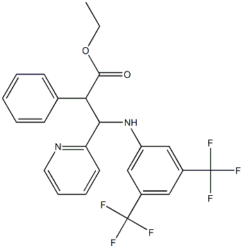 ethyl 3-[3,5-di(trifluoromethyl)anilino]-2-phenyl-3-(2-pyridyl)propanoate Struktur