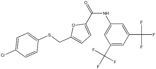 N2-[3,5-di(trifluoromethyl)phenyl]-5-{[(4-chlorophenyl)thio]methyl}-2-furam ide Struktur