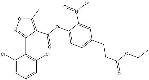 4-(3-ethoxy-3-oxopropyl)-2-nitrophenyl 3-(2,6-dichlorophenyl)-5-methylisoxazole-4-carboxylate Struktur