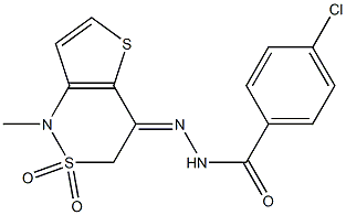 4-chloro-N'-[1-methyl-2,2-dioxo-2,3-dihydro-2lambda~6~-thieno[3,2-c][1,2]thiazin-4(1H)-yliden]benzenecarbohydrazide Struktur