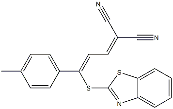 2-[3-(1,3-benzothiazol-2-ylthio)-3-(4-methylphenyl)prop-2-enylidene]malononitrile Struktur