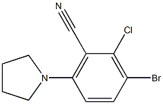 3-bromo-2-chloro-6-tetrahydro-1H-pyrrol-1-ylbenzonitrile Struktur