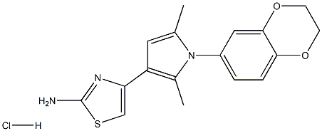 4-[1-(2,3-dihydro-1,4-benzodioxin-6-yl)-2,5-dimethyl-1H-pyrrol-3-yl]-1,3-thiazol-2-amine hydrochloride Struktur