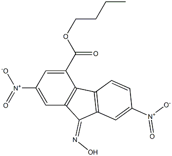 butyl 9-hydroxyimino-2,7-dinitro-9H-fluorene-4-carboxylate Struktur