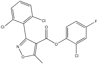 2-chloro-4-fluorophenyl 3-(2,6-dichlorophenyl)-5-methylisoxazole-4-carboxylate Struktur