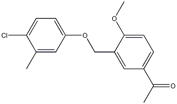 1-{3-[(4-chloro-3-methylphenoxy)methyl]-4-methoxyphenyl}ethan-1-one Struktur