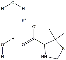 potassium 5,5-dimethyl-1,3-thiazolane-4-carboxylate dihydrate Struktur