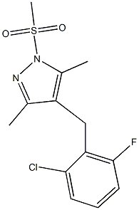 4-(2-chloro-6-fluorobenzyl)-3,5-dimethyl-1-(methylsulfonyl)-1H-pyrazole Struktur