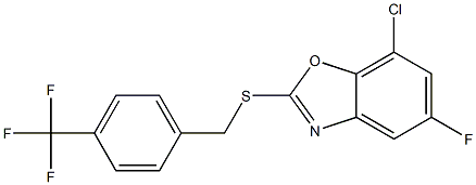 7-chloro-5-fluoro-2-{[4-(trifluoromethyl)benzyl]sulfanyl}-1,3-benzoxazole Struktur