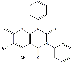 6-amino-5-hydroxy-8-methyl-1,3-diphenyl-1,2,3,4,7,8-hexahydropyrido[2,3-d]p yrimidine-2,4,7-trione Struktur