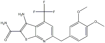 3-amino-6-(3,4-dimethoxybenzyl)-4-(trifluoromethyl)thieno[2,3-b]pyridine-2-carboxamide Struktur