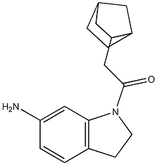 1-(6-amino-2,3-dihydro-1H-indol-1-yl)-2-{bicyclo[2.2.1]heptan-2-yl}ethan-1-one Struktur