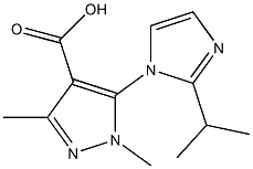 1,3-dimethyl-5-[2-(propan-2-yl)-1H-imidazol-1-yl]-1H-pyrazole-4-carboxylic acid Struktur