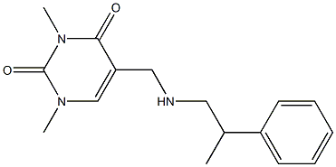 1,3-dimethyl-5-{[(2-phenylpropyl)amino]methyl}-1,2,3,4-tetrahydropyrimidine-2,4-dione Struktur