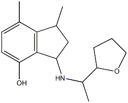 1,7-dimethyl-3-{[1-(oxolan-2-yl)ethyl]amino}-2,3-dihydro-1H-inden-4-ol Struktur