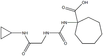 1-[({[2-(cyclopropylamino)-2-oxoethyl]amino}carbonyl)amino]cycloheptanecarboxylic acid Struktur