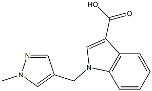 1-[(1-methyl-1H-pyrazol-4-yl)methyl]-1H-indole-3-carboxylic acid Struktur