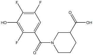 1-[(2,4,5-trifluoro-3-hydroxyphenyl)carbonyl]piperidine-3-carboxylic acid Struktur