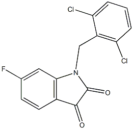 1-[(2,6-dichlorophenyl)methyl]-6-fluoro-2,3-dihydro-1H-indole-2,3-dione Struktur