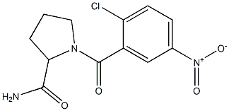 1-[(2-chloro-5-nitrophenyl)carbonyl]pyrrolidine-2-carboxamide Struktur