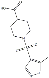 1-[(3,5-dimethyl-1,2-oxazole-4-)sulfonyl]piperidine-4-carboxylic acid Struktur