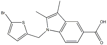 1-[(5-bromothiophen-2-yl)methyl]-2,3-dimethyl-1H-indole-5-carboxylic acid Struktur